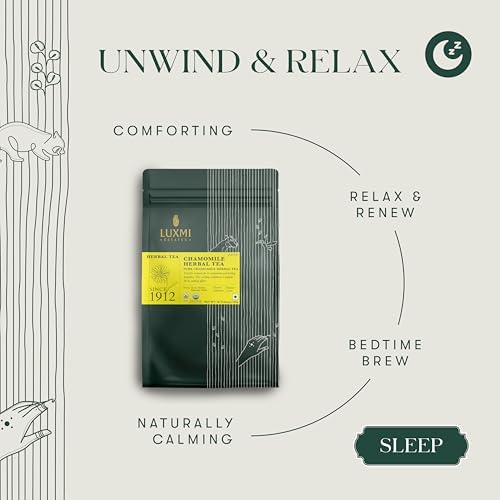 Luxmi Estates Chamomile Herbal Tea 50 Tea Bags Herbal Tea Caffeine-Free Single Ingredient Pure Chamomile 50 Cups