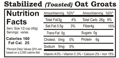 Grain Place Foods | Toasted Oat Groats | Organic Non-GMO | Kosher | 25 lb Bag