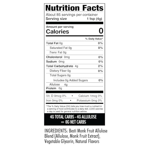 Wholesome Yum Besti Natural Brown Sugar Substitute - Keto Brown Monk Fruit Sweetener Blend With Allulose (No Erythritol) - Non GMO Zero Carb Zero Calorie Sugar Free No Aftertaste (12 oz 2 Pack)