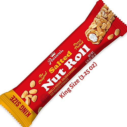 Pearson's King Original Salted Nut Roll | Loaded With Crunchy Roasted Peanuts Golden Caramel and Chewy Nougat | Pack of 18-3.25 oz. King-Sized Candy Bars
