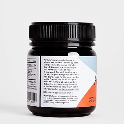 ACTIVIST Raw Manuka Honey 1000+MGO | Product of New Zealand | Certified Non-GMO | BPA-Free Jar (8.8 oz| 250 g)