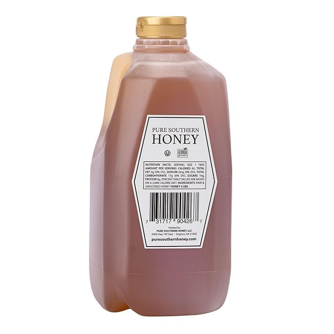5 lbs. 100% Raw &amp Unfiltered Gallberry Honey - American Made by Pure Southern Honey