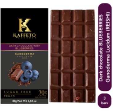 Kaffeto 70% Cacao Dark Chocolate with Reishi. 3 Bars Variety