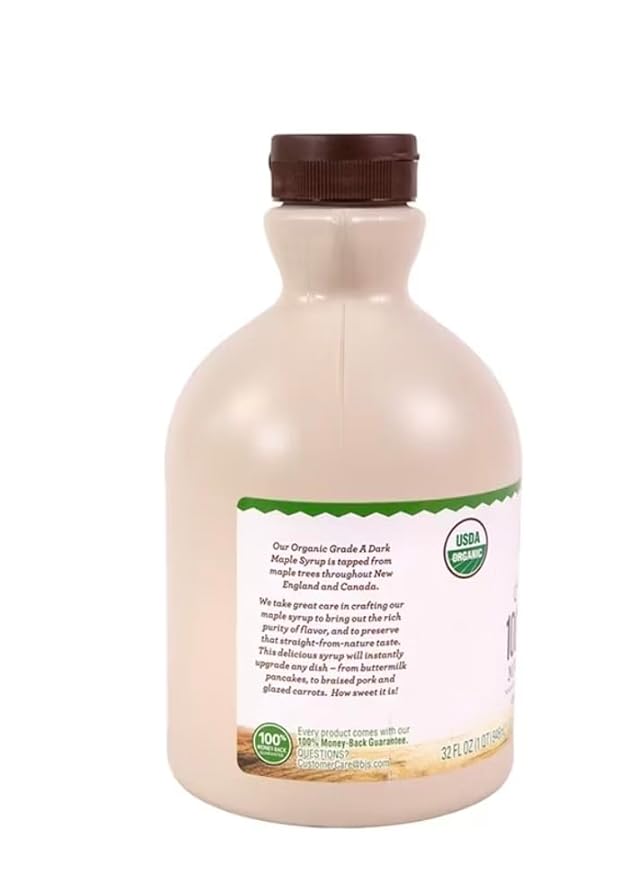 Organic Grade A Dark 100% pure Maple Syrup 32 oz. Well-sle Farm.