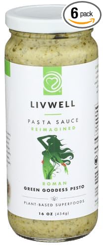 Livwell Foods Sauce Romano Green Goddess Pesto 16 oz (Pack of 6)