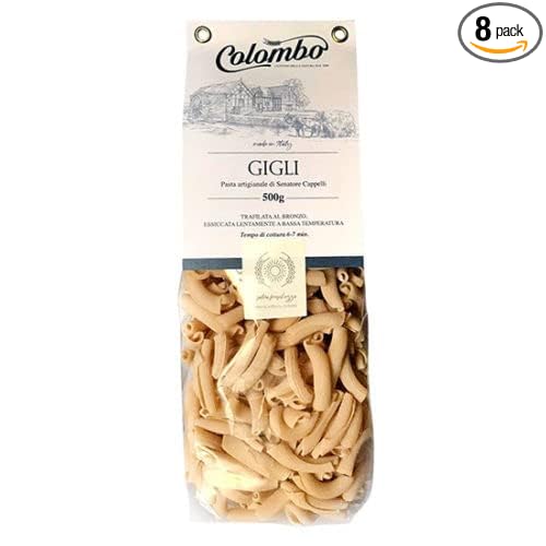 Pasta Gigli - Premium Organic Italian Pasta Senatore Cappelli from Italy - Handcrafted Family Owned Gourmet Pasta Brand - Durum Wheat Semolina Pasta 17.6oz / 500g - Pack of 8