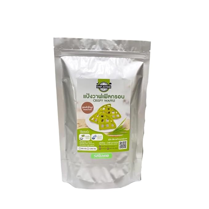 เชฟจ๋า Crispy Pandan Waffle Mix Fragrant Pandan Leaf Flavored Flour Base Easy Just-Add-Water Baking Blend for Traditional Honeycomb Waffles and Crispy Snacks (150g)