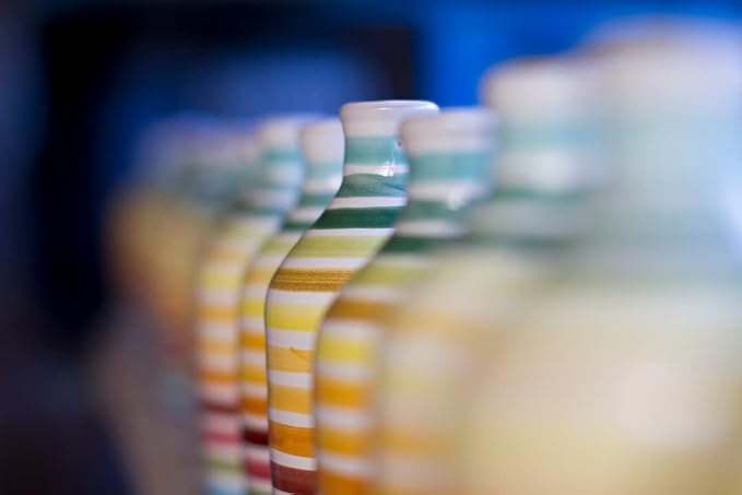 Antico Frantoio Muraglia | Premium Italian Extra Virgin Olive Oil | First Cold Pressed Gourmet EVOO | RAINBOW Arcobaleno Collectible Handmade Ceramic Bottle | 16.9 Fl.oz (500 ml)