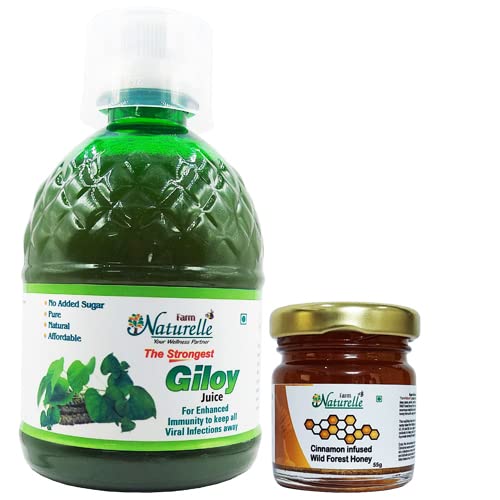 Farm Naturelle 100 % Pure Herbal Giloy Juice 400 ml-No ed Sugar and Honey 55g x 1