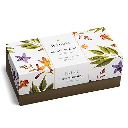 Tea Forte Premium Presentation Box Gift Set Sampler 20 Count Assorted Blends Individually Wrapped Handcrafted Pyramid Infuser Bags Herbal Retreat Tea