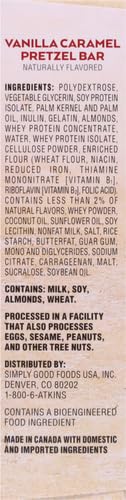 Atkins Vanilla Caramel Pretzel Protein Meal Bar High Fiber 2g Sugar 4g Net Carbs Meal Replacement Keto Friendly 5 Count