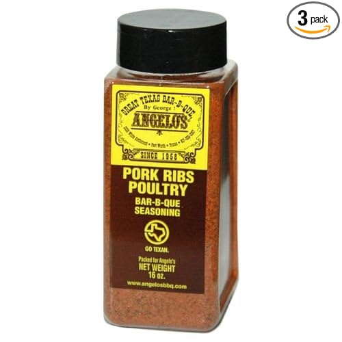 Angelos Bar-B-Que Seasoning 16oz Container (Pack of 3) (Pork Ribs &amp Poultry)