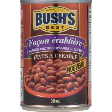 Bush's Best Maple Style Baked Beans/Quebec Maple Syrup 398ml/13.5oz. (12pk) (Imported from Canada)