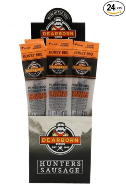 Dearborn Brand Honey BBQ Snack Sticks – 24 Pack (1 oz Each) | Premium Quality Meat Sticks for Busy Families | Savory &amp Sweet On-the-Go Snacks | Perfect for Lunchboxes &amp Outdoor Activities
