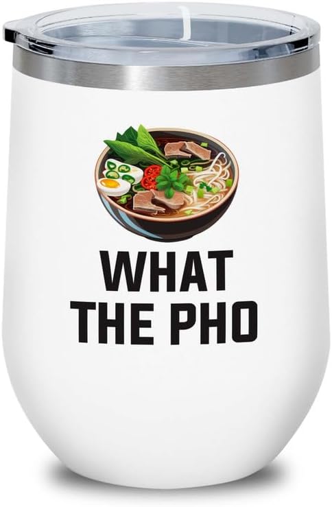Ramen Lover White Edition Wine Tumbler 12oz - What the pho - Food Lovers chicken pumpkin vegan pantry spicy noodles