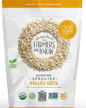 Gourmet Kitchn One Degree Organic Sprouted Rolled Oats 2 Pack (5 lb Each Pouch 10 lbs Total) - Family Size - Gluten-Free Non-GMO Plant-Based Vegan