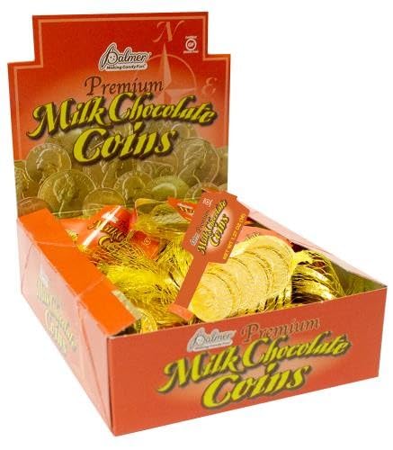 R.M. Palmer Milk Chocolate Gold Coin Half Dollars Bulk Bag Fun Sized Treats Candy and Snacks (1 Pound 12 Mesh Packs)