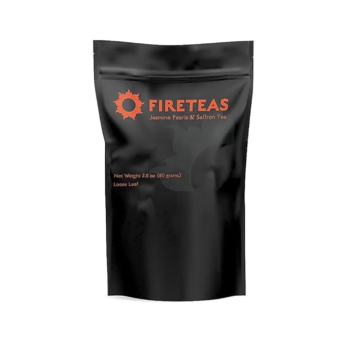 FIRE TEAS Imperial Jasmine Dragon Pearls Tea with Saffron - Rolled Green Tea Pearls Delicious Strong Aroma &amp Taste