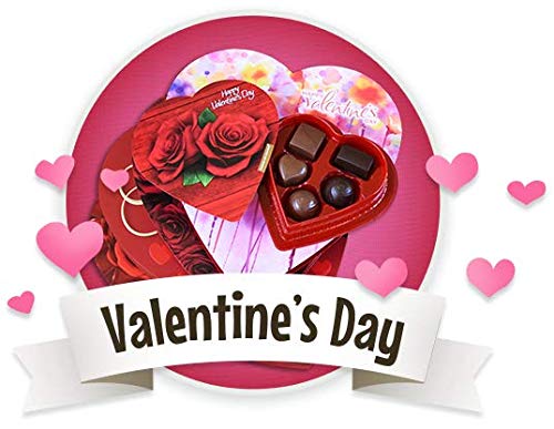 Elmer Chocolate Valentine's Day Rose Flowers Heart Shaped 2 Ounce Chocolate Gift Box - 18 Count Case
