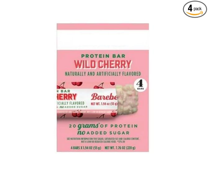 Barebels Protein Bars – Variety 4-Pack (Key Lime Pie Salted Peanut Caramel Caramel Choco Wild Cherry Minty Chocolate) – 16–20g Protein per Bar (Wild Cherry)