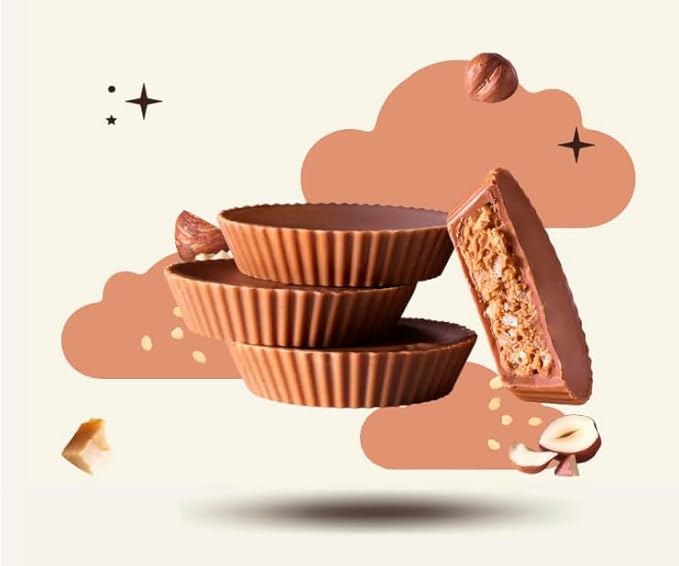 7th Heaven Vegan Oat Milk Chocolate Cups: Variety Pack (Mixed Nuts Cream Hazelnut Cream &amp Rice Crisps Caramelized Coconut Cups Peanut Butter Cups) - (1.5 oz - 8 Pack) Healthy Chocolate Perfe