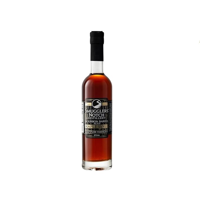 Smugglers’ Notch Maple Works – Bourbon Barrel Aged – 100% Pure Vermont Maple Syrup – Natural Sweetener &amp Gluten Free – Rich Taste – Waffles and Pancakes Cocktails Marinades 12.68 Fl Oz. (375 mL