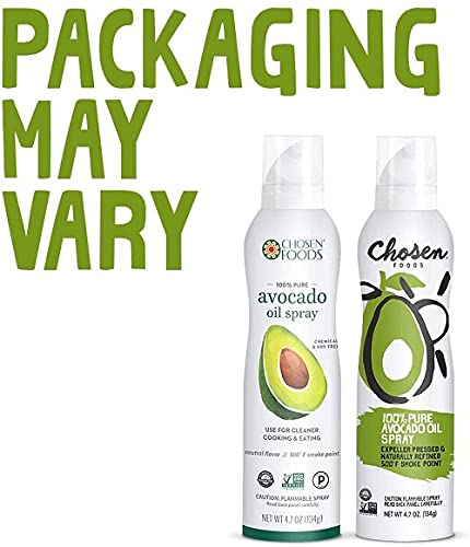 Chosen Foods 100% Pure Avocado Oil Spray Keto Diet Friendly Kosher Cooking Spray for Baking High-Heat Cooking and Frying (6 oz) (Pack of 4)