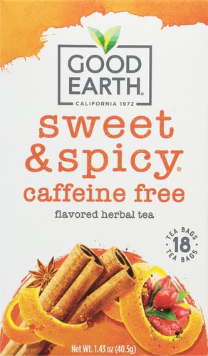Good Earth Herbal Tea Sweet &amp Spicy Caffeine Free 18 Count Tea Bags