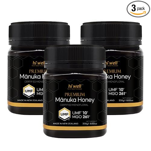 (Pack of 3) Hi Well Premium Manuka Honey Certified Monofloral UMF 10+ MGO 261+ 250g