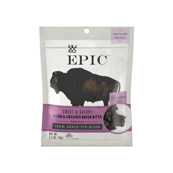 E.pic Jerky Bison Bacon Chia Bites 2.5 Ounces (Pack of 8)