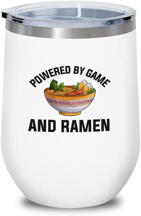 Ramen Lover White Edition Wine Tumbler 12oz - Powered by game - Food Lovers chicken pumpkin vegan pantry spicy noodles