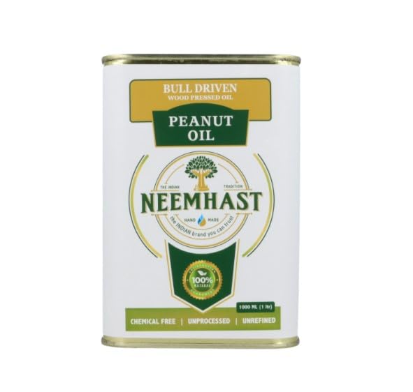 NeemHast Siridhanya Millet Diet Bull Driven Wood Pressed Peanut Oil use for Cooking Millet Protocols - 1 Litre