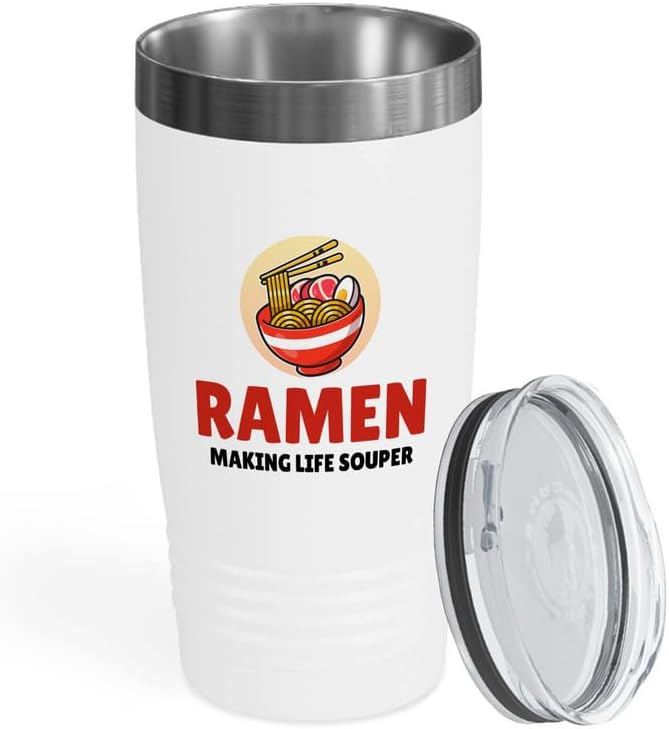 Ramen Lover White Edition Viking Tumbler 20oz - Making Life Souper - Food Lovers chicken pumpkin vegan pantry spicy noodles