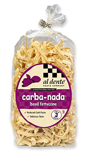 AL DENTE Carba-Nada Basil Fettuccine Reduced-Carb High Protein Pasta (Pack of 6) 10 Ounce