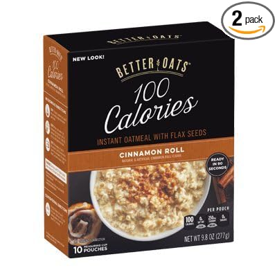 Better Oats Instant Oatmeal Cinnamon Roll 10 Pouches per Box (Pack of 2)