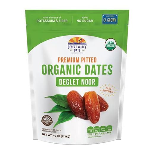 Generic Desert Valley Date ~ ORGANIC Deglet Noor Premium Pitted Dates Grown California Sun Ripened ~ 2 PACK ~ Kosher ~ 40oz (2.5lb) Large bag each
