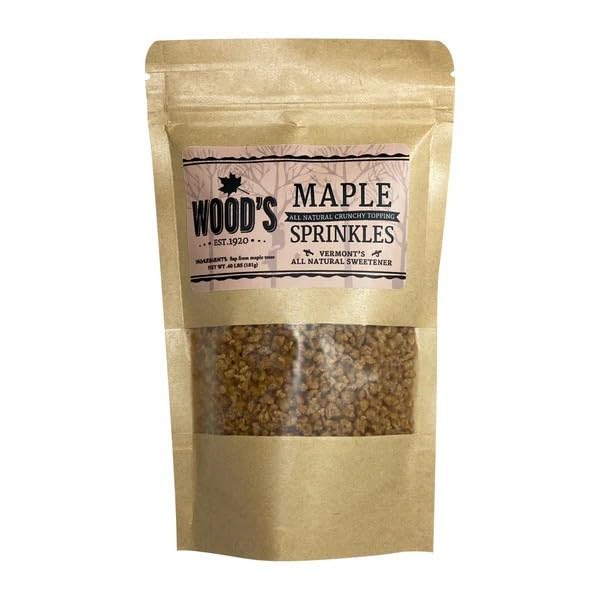 Wood’s Maple Sprinkles – 100% Pure Vermont Maple Sugar – All-Natural Sweetener – Single Ingredient No Additives – Healthy Sugar Alternative – Perfect for Oatmeal Muffins and Desserts – 6 oz