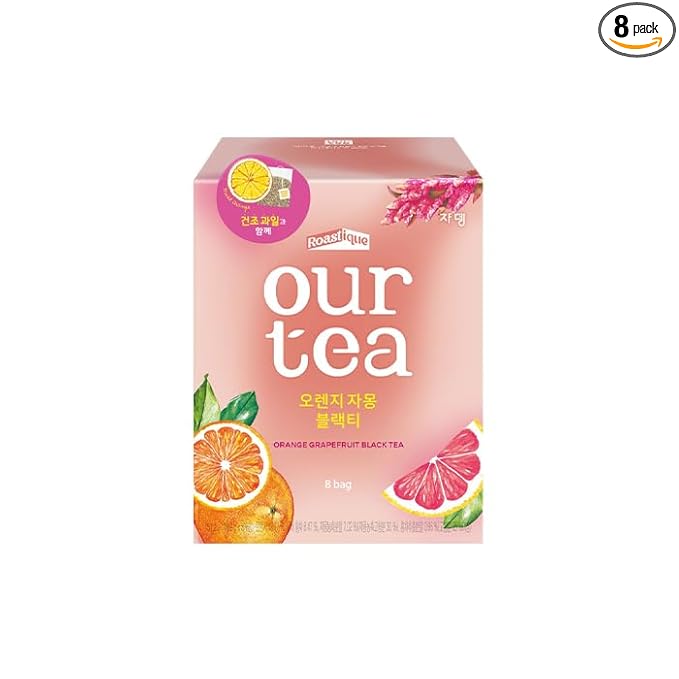 ROASTIQUE Orange Grapefruit Black Tea with Real Dried Fruit – Premium Orgainc Tea Sweet Fruit Blend Hot or Iced Tea Eco-friendly PLA bags 8 Tea Bags