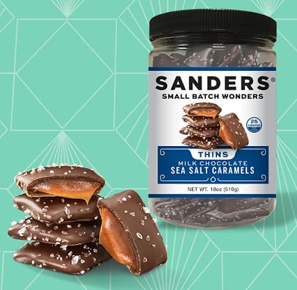 Sanders Milk Chocolate Sea Salt Caramel Thins Tub 18 oz. 2-Pack (2 x 18 oz. tub)