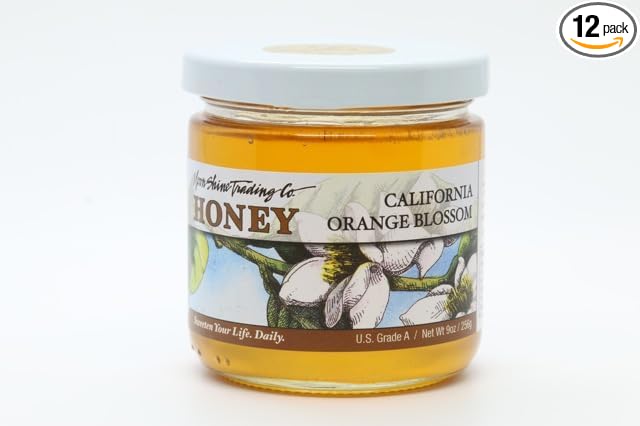 California Orange Blossom Honey - 9 oz (Pack of 12) - Aromatic Light Golden Natural Sweetener for Teas Toast and Gourmet Dishes