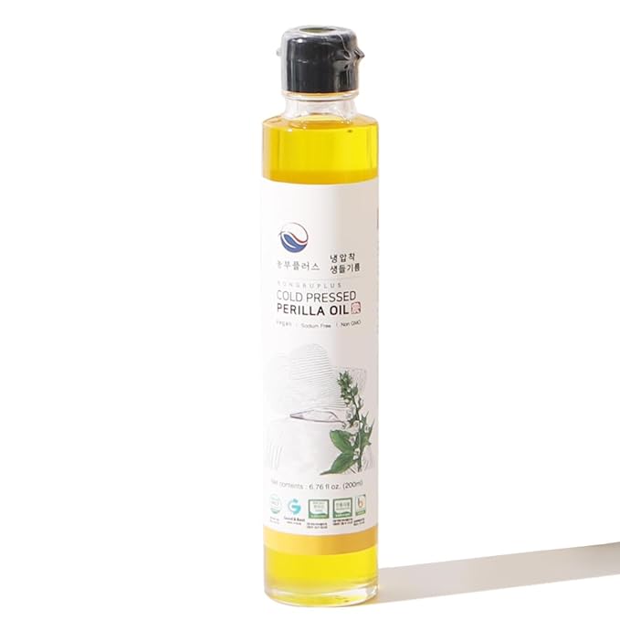 NONGBU PLUS Cold Pressed Raw Perilla Oil 6.76 Fl Oz (200ml) 100% Pure Perilla Seed Oil Korean-Style Toasted Rich and Nutty Flavor