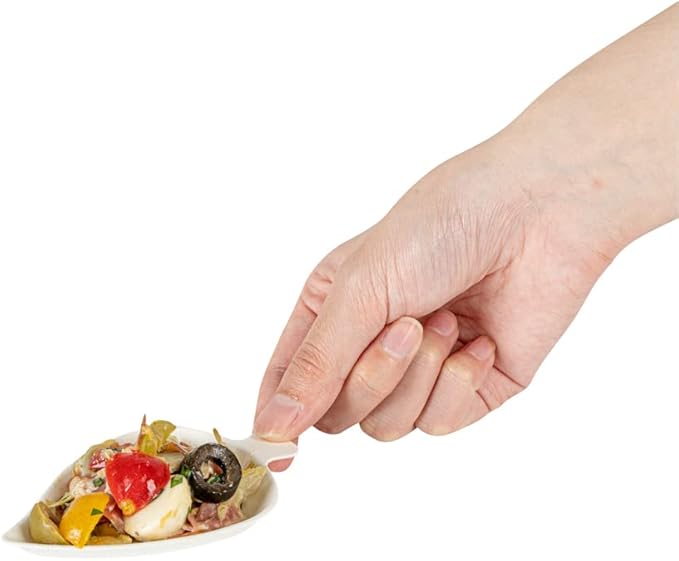 Restaurantware-Pulp Safe No PFAS Added 3.7 x 2.4 Inch Tasting Dishes 100 Disposable Dishes - Home Compostable Microwavable And Freezable White Bagasse Food Dish Leaf Shape For Appetizers