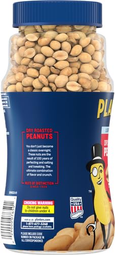 PLANTERS Peanuts Dry Roasted Peanuts Lightly Salted Snack Mix Snacks for Adults - 16 oz. Jars Pack of 12 PLANTERS Nuts