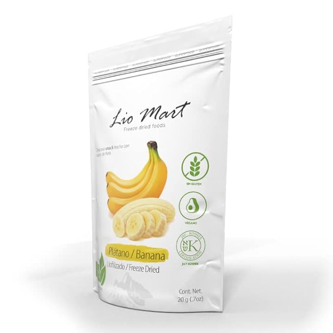 LioMart Dry fruit Snacks- Freeze dried Banana. Delicious Natural and Healthy Fruit with no added sugar. Perfect dried fruit for snack backing smoothies topping breakfast and more. 10 Pack box wit