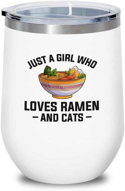 Ramen Lover White Edition Wine Tumbler 12oz - Just a girl who loves - Food Lovers chicken pumpkin vegan pantry spicy noodles