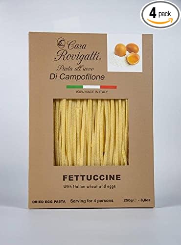 Fettuccine Egg Gourmet Pasta (Pack of 4) - from the Di Campofilone Region- Imported Italian Egg Pasta- 8.8 ounces / 250 grams