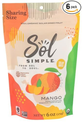 Sol Simple Mango Dried Organic 6 oz (Pack of 6)