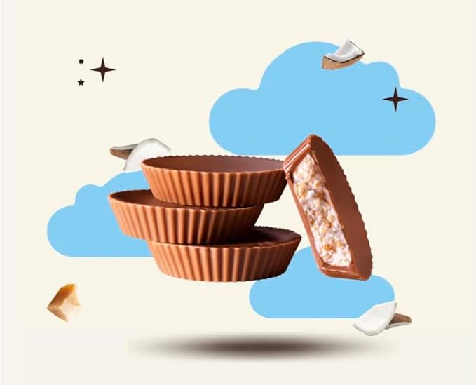 7th Heaven Vegan Oat Milk Chocolate Cups: Variety Pack (Mixed Nuts Cream Hazelnut Cream &amp Rice Crisps Caramelized Coconut Cups Peanut Butter Cups) - (1.5 oz - 8 Pack) Healthy Chocolate Perfe