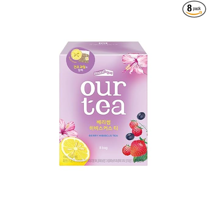 ROASTIQUE Berry Some Hibiscus with Real Dried Fruit – Premium Orgainc Tea Sweet Fruit Blend Hot or Iced Tea Eco-friendly PLA bags 8 Tea Bags