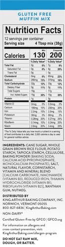King Arthur Gluten-Free Muffin Mix Certified Gluten-Free Non-GMO Project Verified Certified Kosher 16 Oz